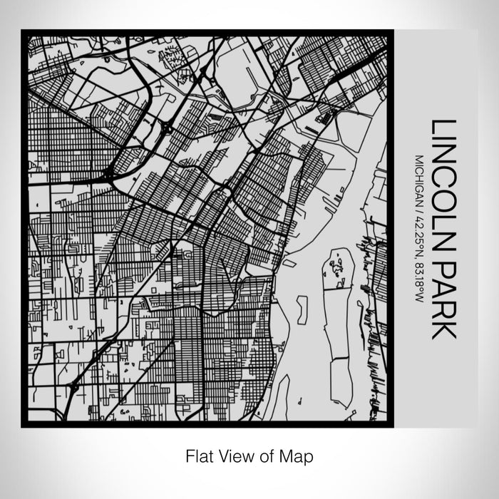 Rendered View of Lincoln Park Michigan Map on 17oz Stainless Steel Insulated Tumbler in Tactile Lines with Succulent in Background