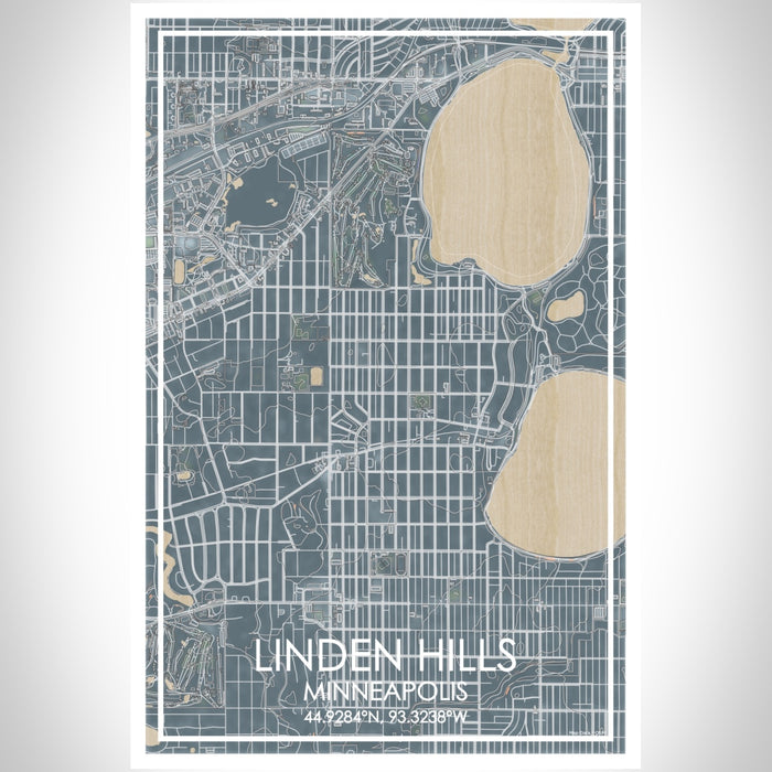 Linden Hills Minneapolis Map Print Portrait Orientation in Afternoon Style With Shaded Background