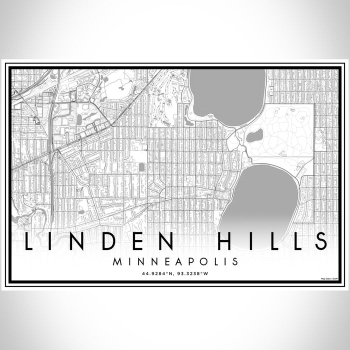 Linden Hills Minneapolis Map Print Landscape Orientation in Classic Style With Shaded Background