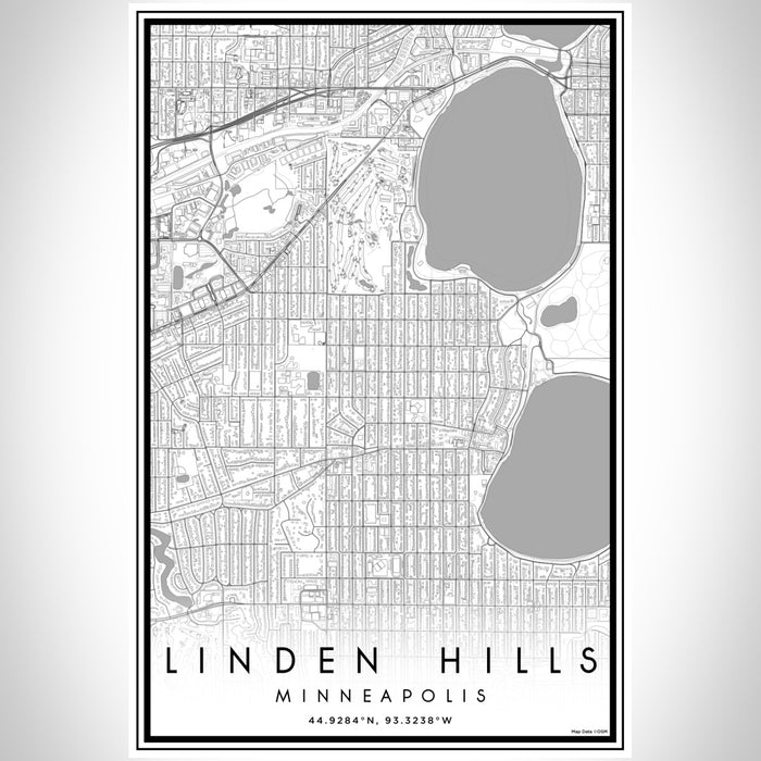 Linden Hills Minneapolis Map Print Portrait Orientation in Classic Style With Shaded Background