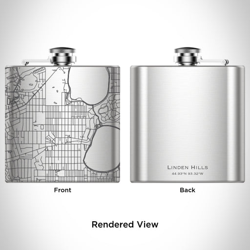 Rendered View of Linden Hills Minneapolis Map Engraving on 6oz Stainless Steel Flask