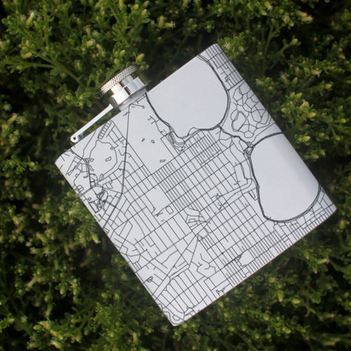 Linden Hills Minneapolis Custom Engraved City Map Inscription Coordinates on 6oz Stainless Steel Flask in White