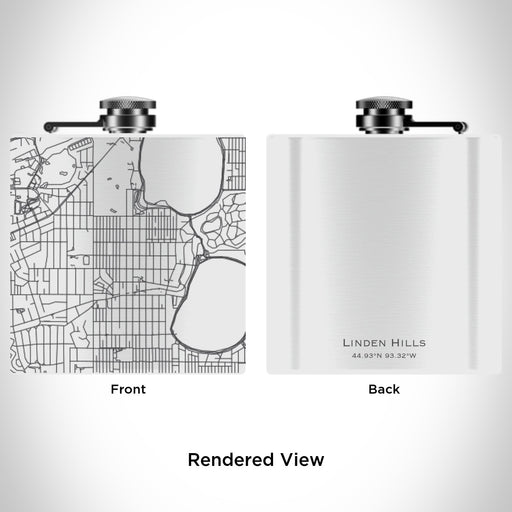 Rendered View of Linden Hills Minneapolis Map Engraving on 6oz Stainless Steel Flask in White