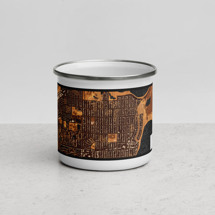 Front View Custom Linden Hills Minnesota Map Enamel Mug in Ember