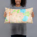 Person holding 20x12 Custom Linden Hills Minnesota Map Throw Pillow in Watercolor