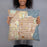 Person holding 18x18 Custom Linden Hills Minnesota Map Throw Pillow in Woodblock