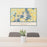 24x36 Lindstrom Minnesota Map Print Lanscape Orientation in Woodblock Style Behind 2 Chairs Table and Potted Plant