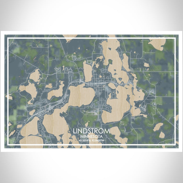 Lindstrom Minnesota Map Print Landscape Orientation in Afternoon Style With Shaded Background