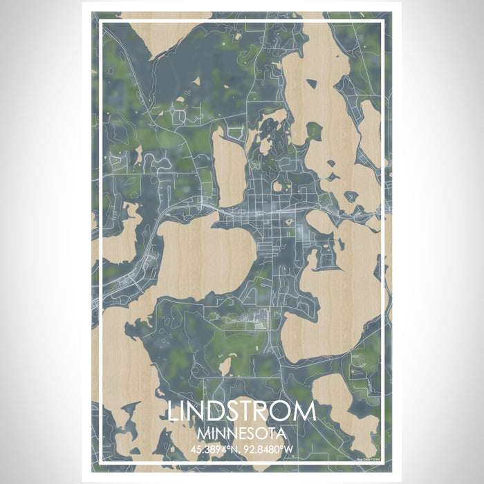 Lindstrom Minnesota Map Print Portrait Orientation in Afternoon Style With Shaded Background