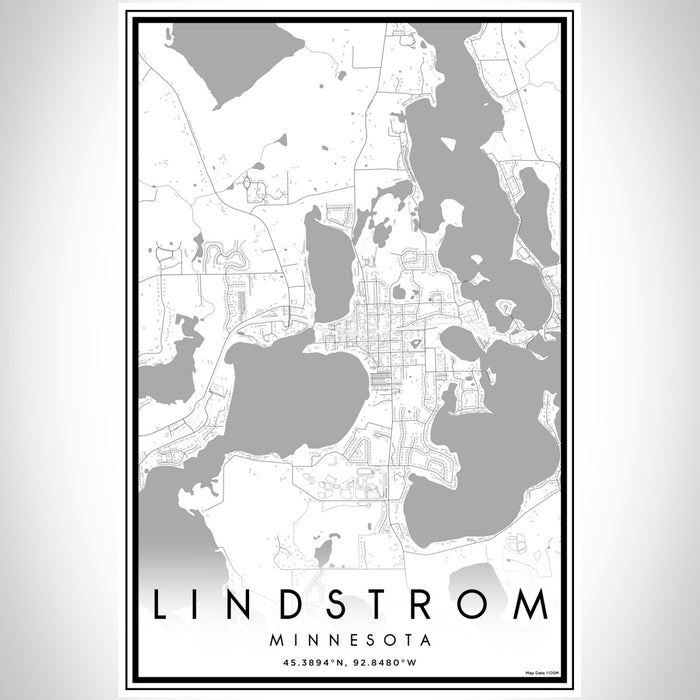 Lindstrom Minnesota Map Print Portrait Orientation in Classic Style With Shaded Background
