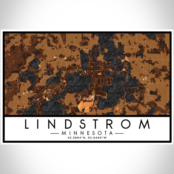Lindstrom Minnesota Map Print Landscape Orientation in Ember Style With Shaded Background