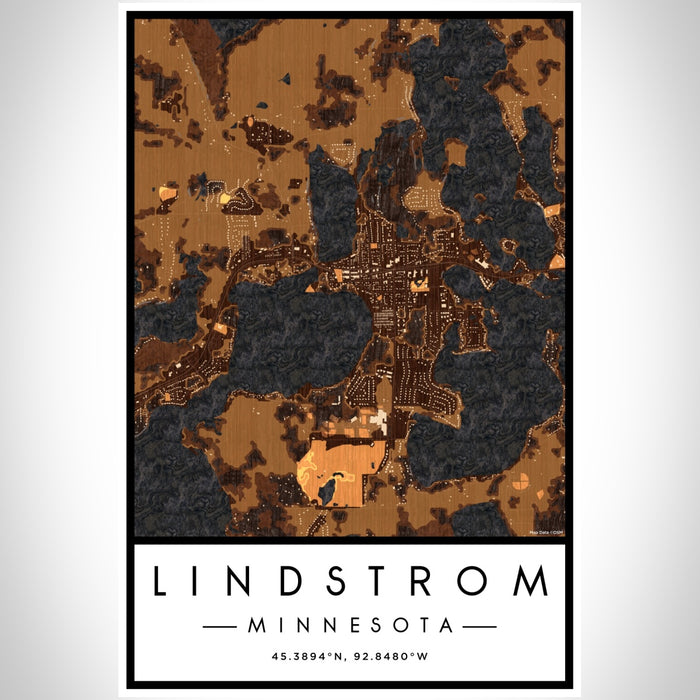 Lindstrom Minnesota Map Print Portrait Orientation in Ember Style With Shaded Background
