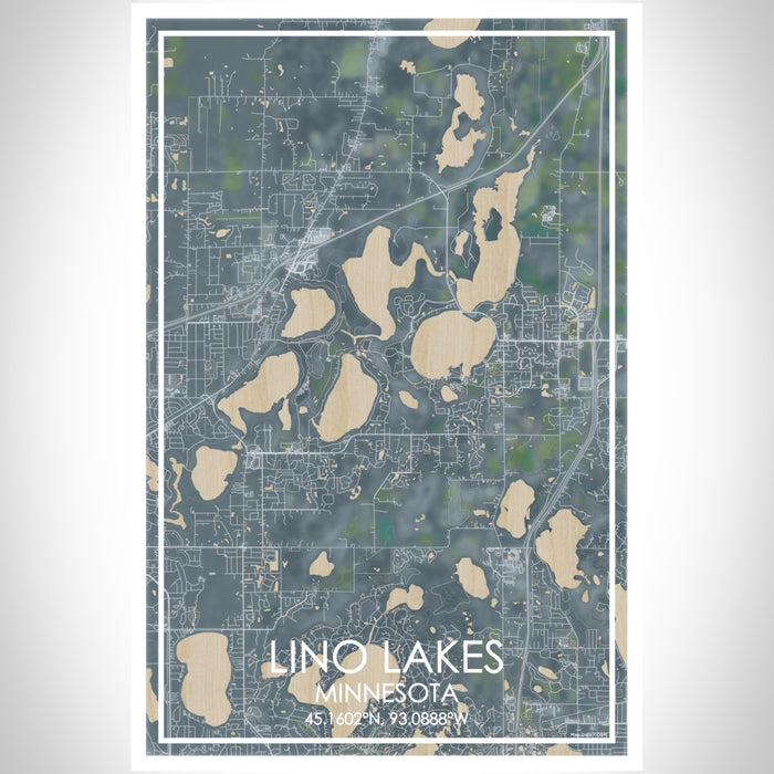 Lino Lakes Minnesota Map Print Portrait Orientation in Afternoon Style With Shaded Background
