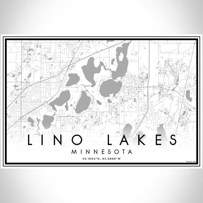 Lino Lakes Minnesota Map Print Landscape Orientation in Classic Style With Shaded Background