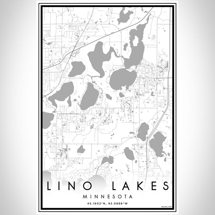 Lino Lakes Minnesota Map Print Portrait Orientation in Classic Style With Shaded Background