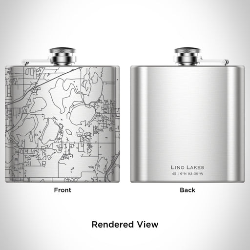 Rendered View of Lino Lakes Minnesota Map Engraving on 6oz Stainless Steel Flask