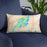 Custom Lino Lakes Minnesota Map Throw Pillow in Watercolor on Blue Colored Chair