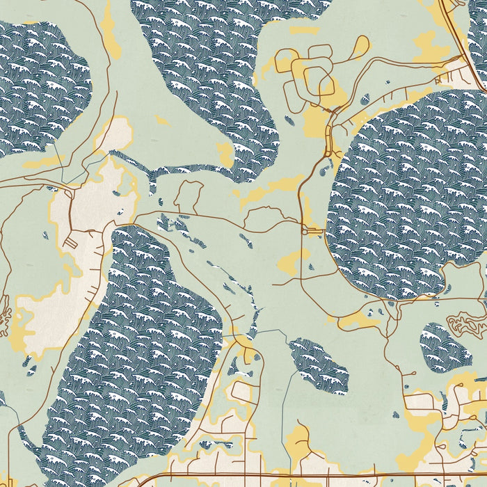 Lino Lakes Minnesota Map Print in Woodblock Style Zoomed In Close Up Showing Details