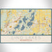 Lino Lakes Minnesota Map Print Landscape Orientation in Woodblock Style With Shaded Background