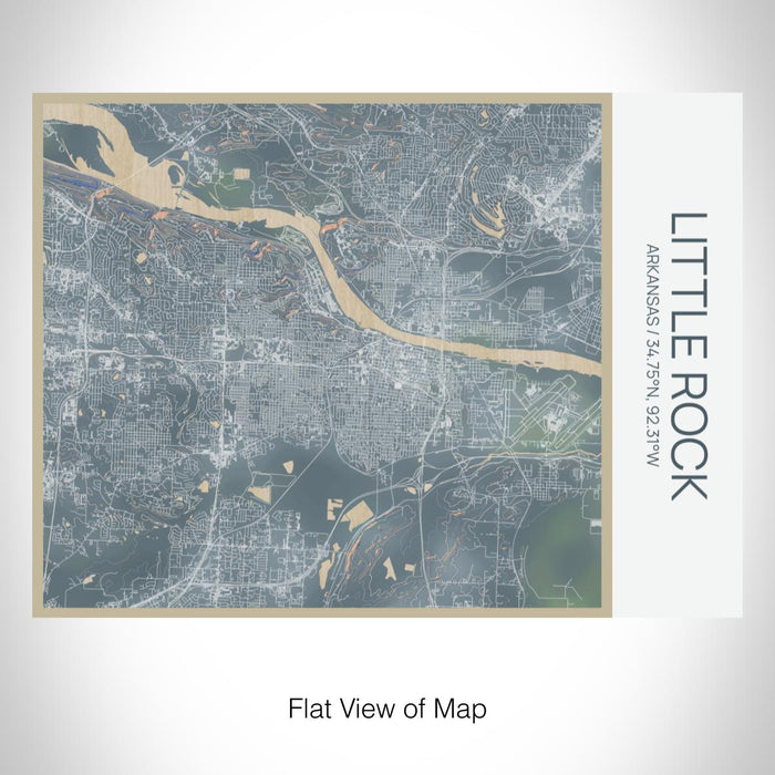 Rendered View of Little Rock Arkansas Map on 20oz Stainless Steel Insulated Bottle with Bamboo Top with printed afternoon style map