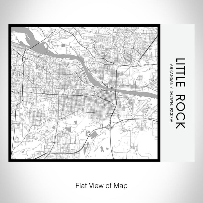 Rendered View of Little Rock Arkansas Map on 20oz Stainless Steel Insulated Bottle with Bamboo Top with printed classic style map