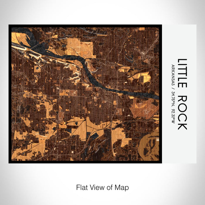 Rendered View of Little Rock Arkansas Map on 20oz Stainless Steel Insulated Bottle with Bamboo Top with printed ember style map