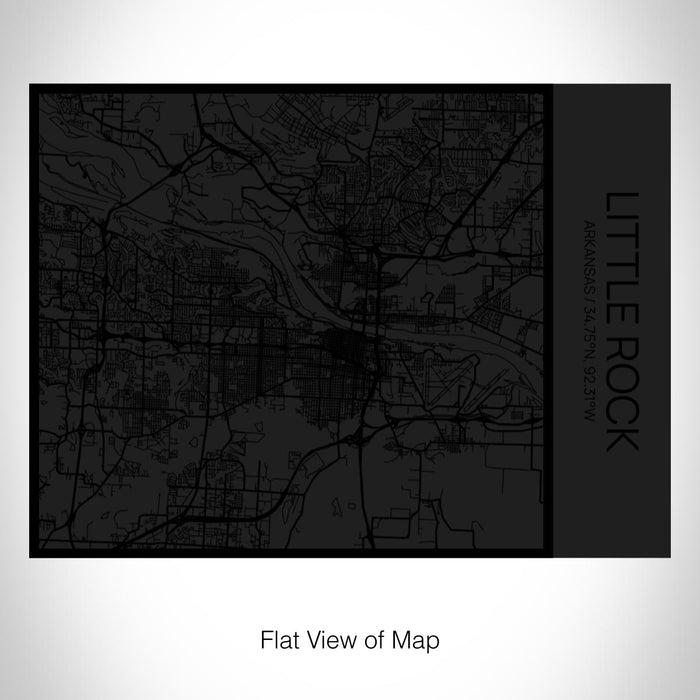 Rendered View of Little Rock Arkansas Map on 20oz Stainless Steel Insulated Bottle with Bamboo Top in Matte Black with printed Tactile Lines Map in Black