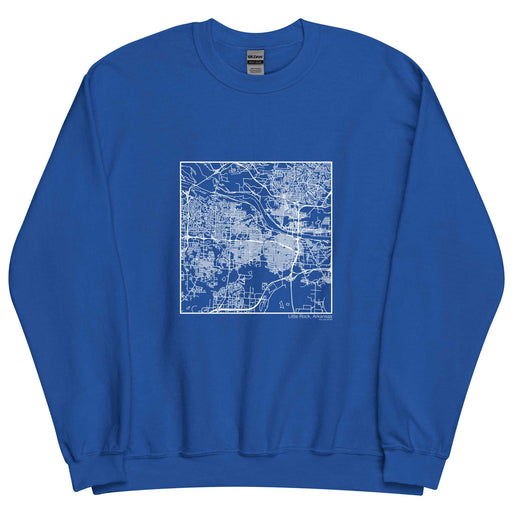 Little Rock Arkansas  Map Unisex Crewneck Sweater with City inscription in Royal Blue