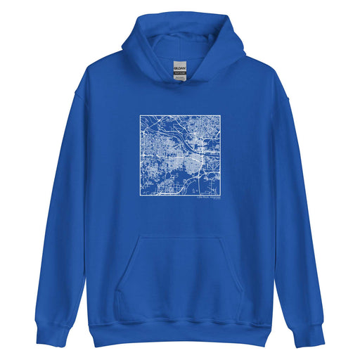 Little Rock Arkansas  Map Unisex Hoodie Sweater with City inscription in Royal Blue