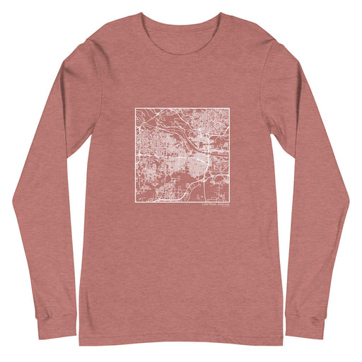 Little Rock Arkansas  Map Unisex Long-Sleeve T-shirt with City inscription in Heather Mauve