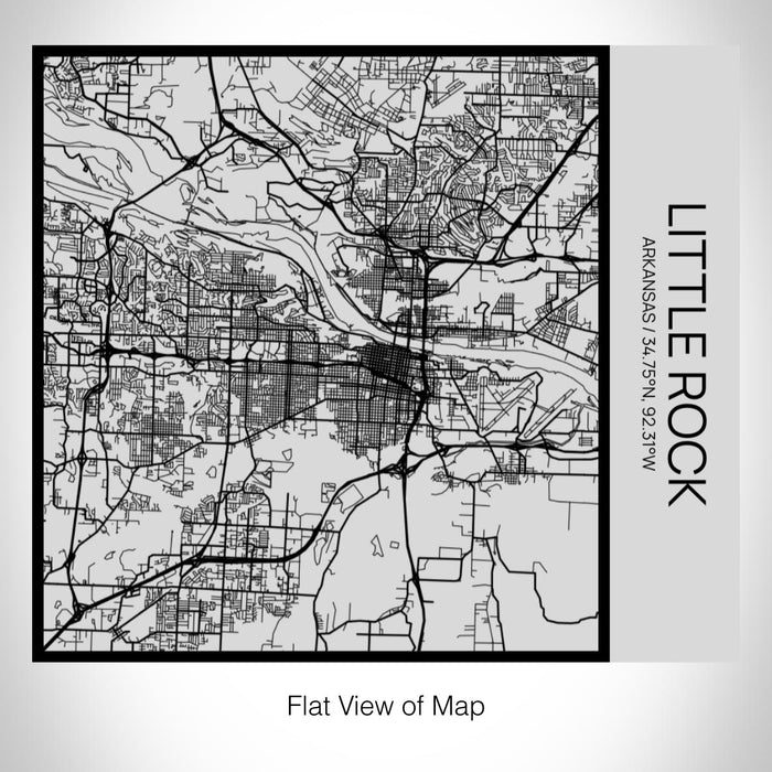 Rendered View of Little Rock Arkansas Map on 17oz Stainless Steel Insulated Tumbler in Tactile Lines with Succulent in Background