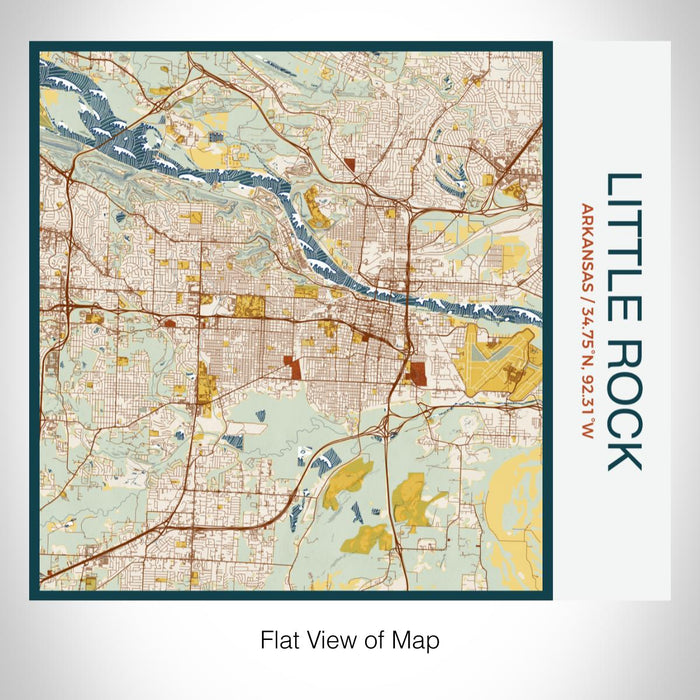 Rendered View of Little Rock Arkansas Map on 17oz Stainless Steel Insulated Tumbler in Woodblock Map Style