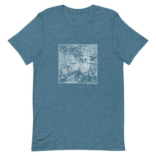 Little Rock Arkansas  Map Unisex T-Shirt with City inscription in Heather Teal