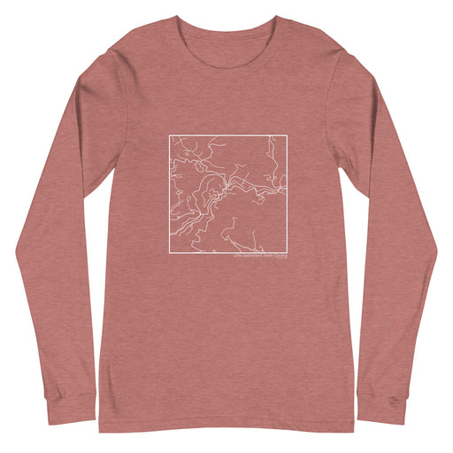 Little Switzerland North Carolina  Map Unisex Long-Sleeve T-shirt with City inscription in Heather Mauve