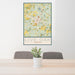 24x36 Live Oak Florida Map Print Portrait Orientation in Woodblock Style Behind 2 Chairs Table and Potted Plant