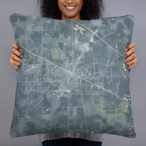 Person holding 22x22 Custom Live Oak Florida Map Throw Pillow in Afternoon