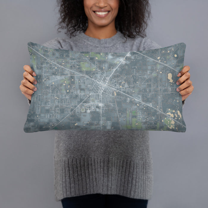 Person holding 20x12 Custom Live Oak Florida Map Throw Pillow in Afternoon