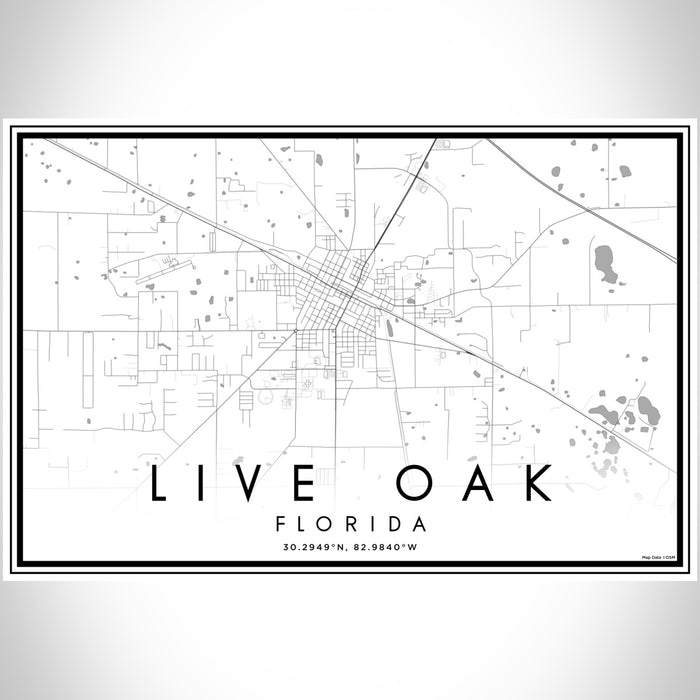 Live Oak Florida Map Print Landscape Orientation in Classic Style With Shaded Background