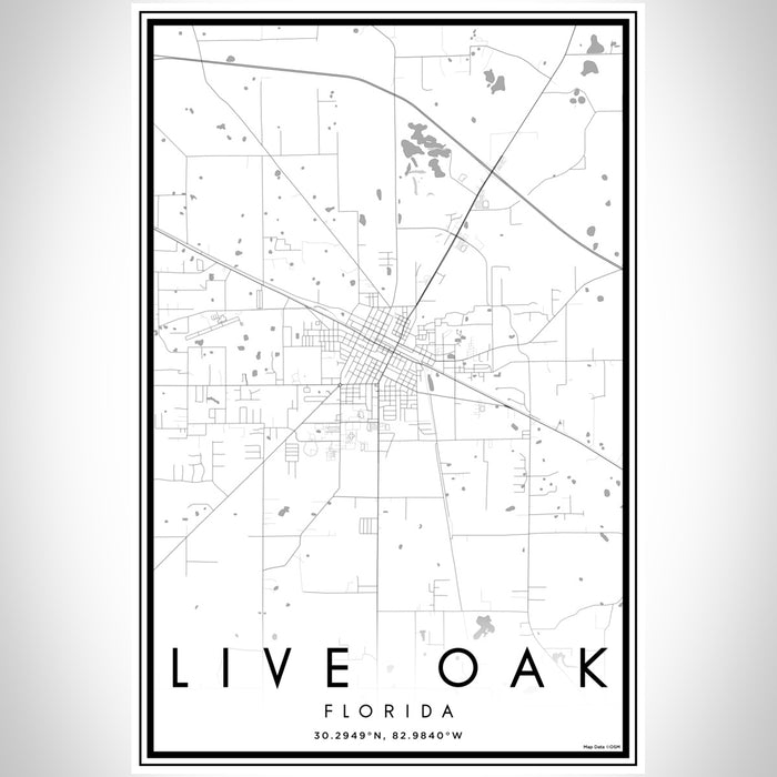 Live Oak Florida Map Print Portrait Orientation in Classic Style With Shaded Background