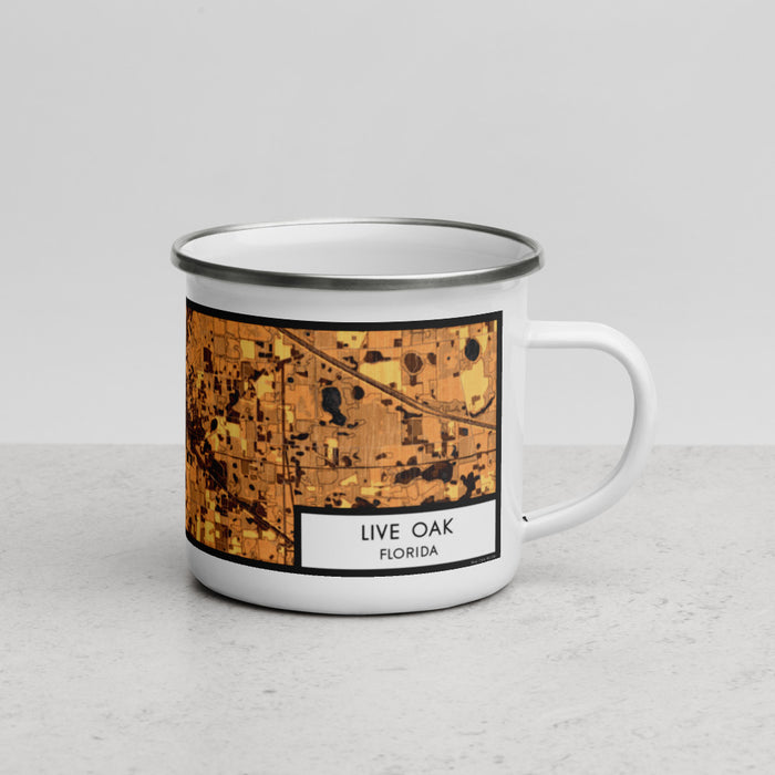 Right View Custom Live Oak Florida Map Enamel Mug in Ember