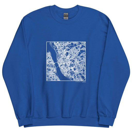 Liverpool England  Map Unisex Crewneck Sweater with City inscription in Royal Blue