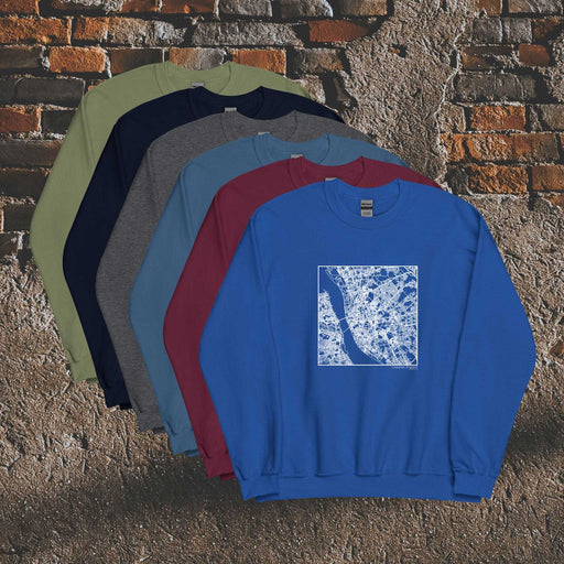 Liverpool England  Map Unisex Crewneck Sweaters in Multiple Colors