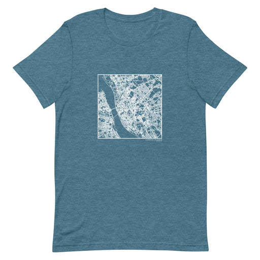 Liverpool England  Map Unisex T-Shirt with City inscription in Heather Teal