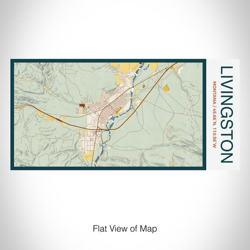 Rendered View of Livingston Montana Map on 17oz Stainless Steel Insulated Bottle with printed woodblock style map