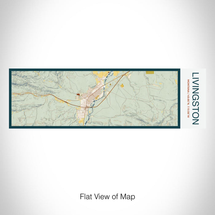 Rendered View of Livingston Montana Map on 10oz Stainless Steel Insulated Cup in Woodblock with Sliding Lid