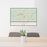 24x36 Llano Texas Map Print Lanscape Orientation in Woodblock Style Behind 2 Chairs Table and Potted Plant