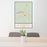 24x36 Llano Texas Map Print Portrait Orientation in Woodblock Style Behind 2 Chairs Table and Potted Plant