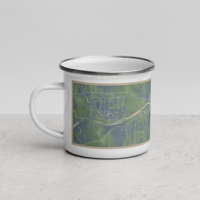 Left View Custom Llano Texas Map Enamel Mug in Afternoon