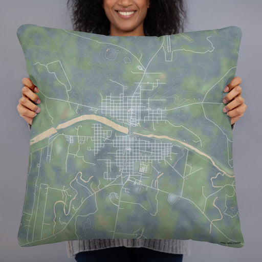 Person holding 22x22 Custom Llano Texas Map Throw Pillow in Afternoon