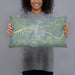 Person holding 20x12 Custom Llano Texas Map Throw Pillow in Afternoon